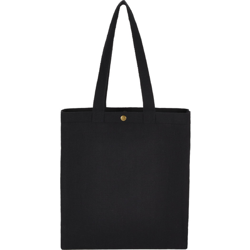 Front and Blank view of the Repose 10oz Recycled Cotton Box Tote w/Snap