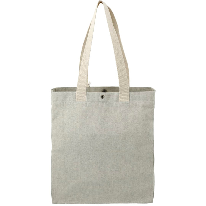 Back and Blank view of the Repose 10oz Recycled Cotton Box Tote w/Snap