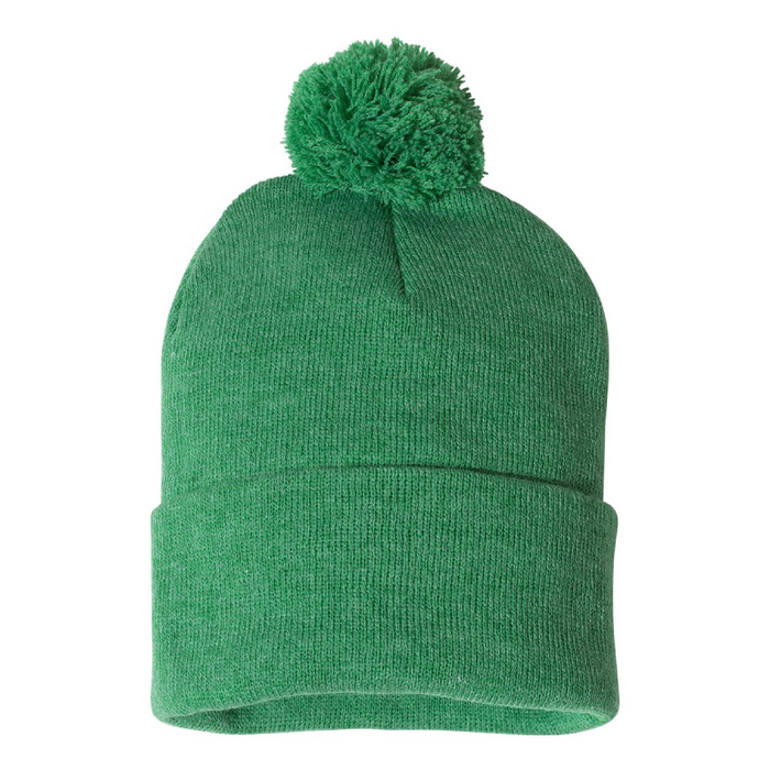 Rear view of the 12" Pom-Pom Cuffed Beanie - 