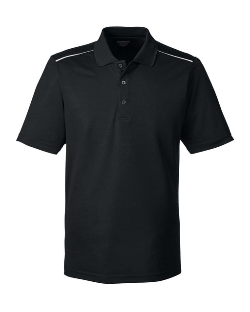 Front and Blank view of the Men's Radiant Performance Piqué Polo with Reflective Piping