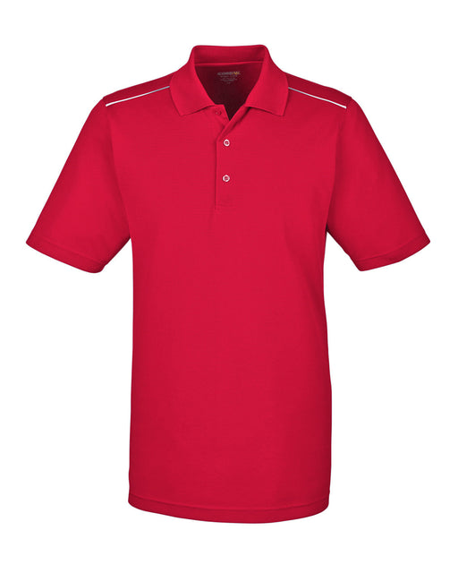 Front and Blank view of the Men's Radiant Performance Piqué Polo with Reflective Piping