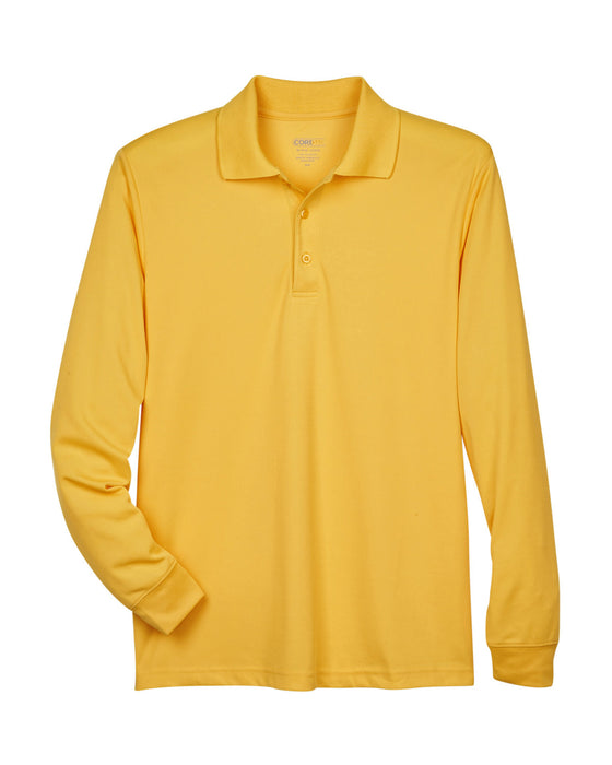 Front and Blank view of the Men's Pinnacle Performance Long-Sleeve Piqué Polo