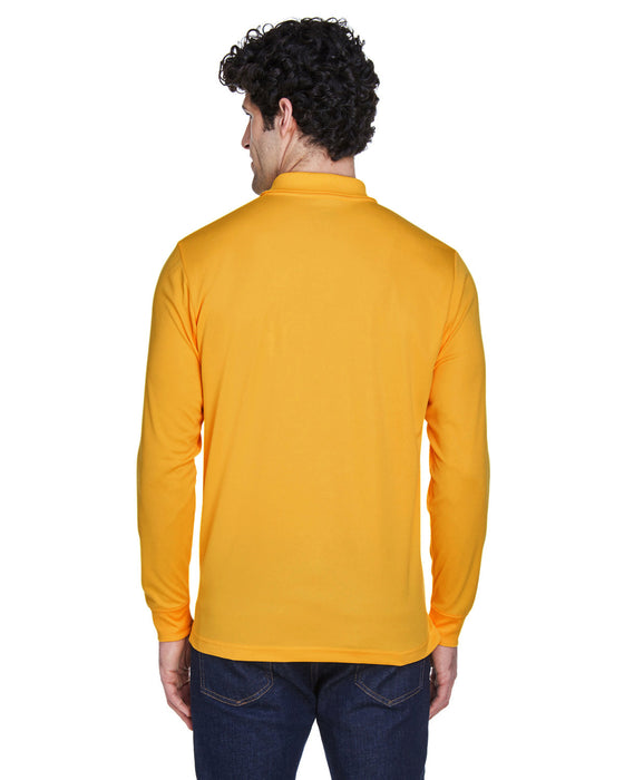 Rear view of the Men's Pinnacle Performance Long-Sleeve Piqué Polo