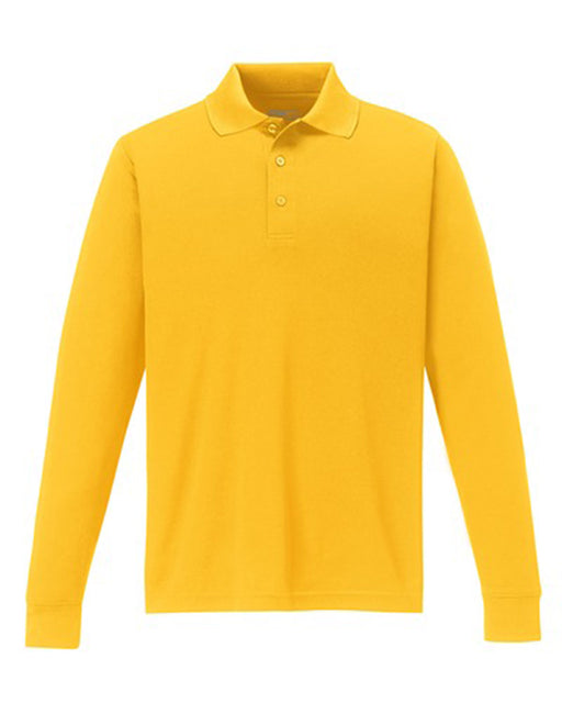 Front and Blank view of the Men's Pinnacle Performance Long-Sleeve Piqué Polo