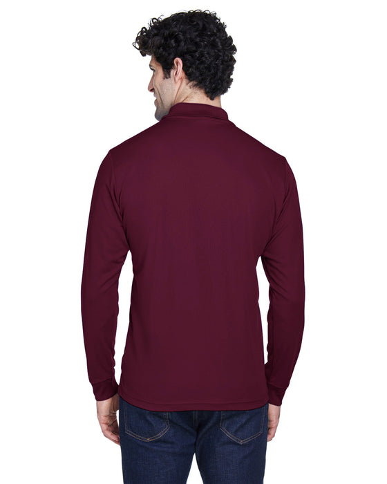 Rear view of the Men's Pinnacle Performance Long-Sleeve Piqué Polo