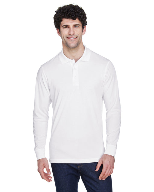 Front and Primary view of the Men's Pinnacle Performance Long-Sleeve Piqué Polo