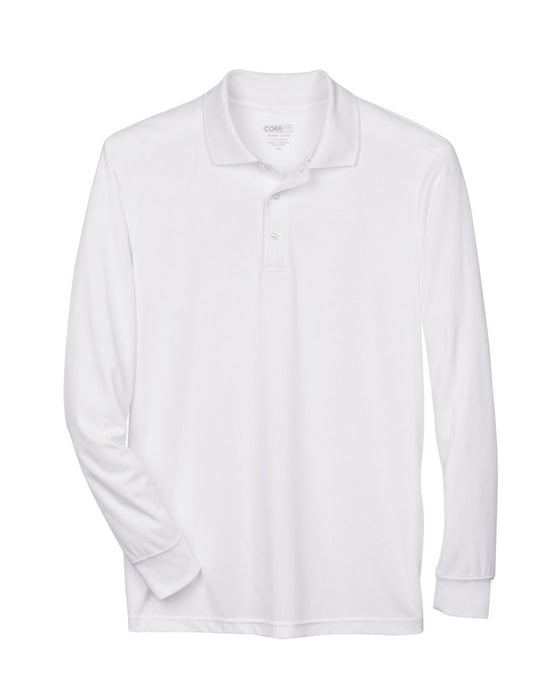 Front and Blank view of the Men's Pinnacle Performance Long-Sleeve Piqué Polo