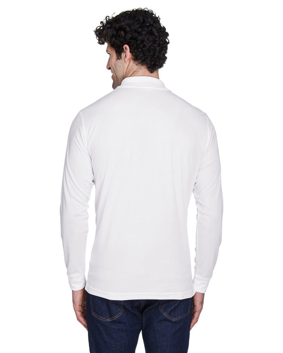 Rear view of the Men's Pinnacle Performance Long-Sleeve Piqué Polo