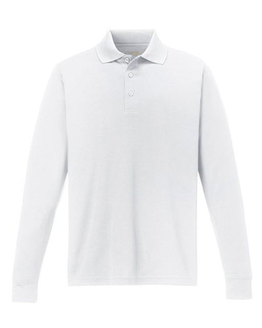 Front and Blank view of the Men's Pinnacle Performance Long-Sleeve Piqué Polo