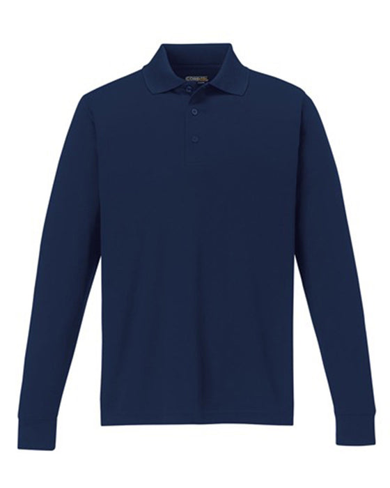 Front and Blank view of the Men's Pinnacle Performance Long-Sleeve Piqué Polo