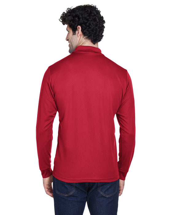 Rear view of the Men's Pinnacle Performance Long-Sleeve Piqué Polo