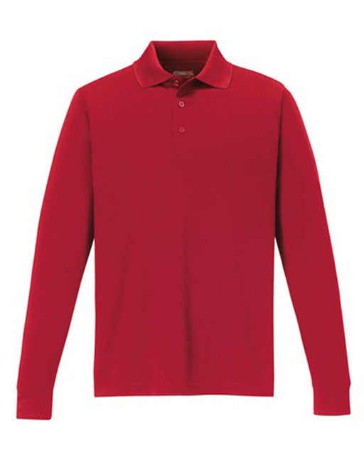 Front and Blank view of the Men's Pinnacle Performance Long-Sleeve Piqué Polo