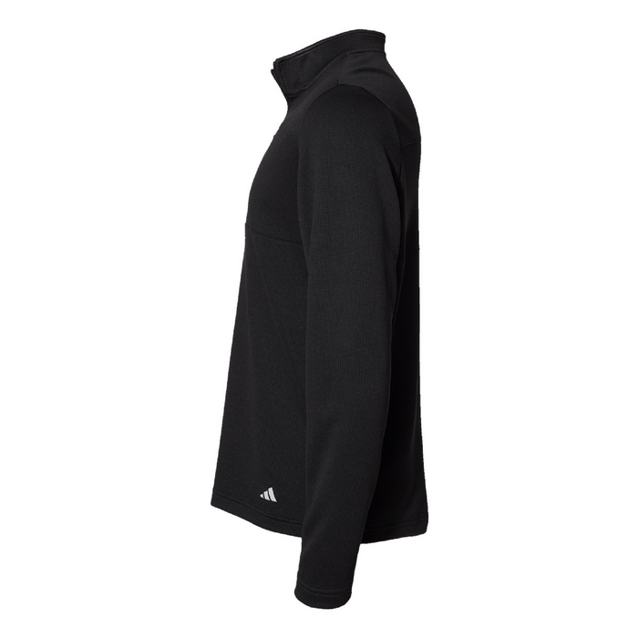 Left view of the Adidas 3-Stripes Double Knit Quarter-Zip Pullover