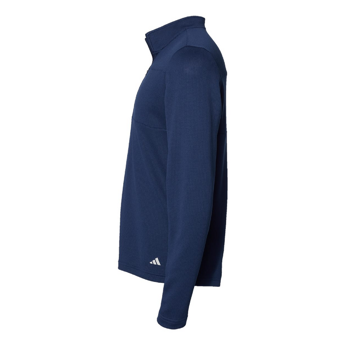 Left view of the Adidas 3-Stripes Double Knit Quarter-Zip Pullover