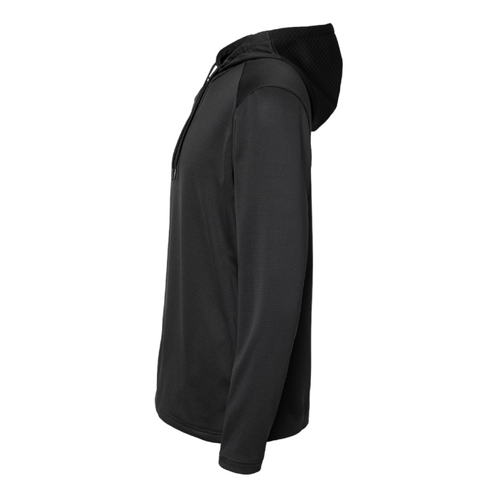 Left view of the Adidas Textured Mixed Media Hooded Sweatshirt - 