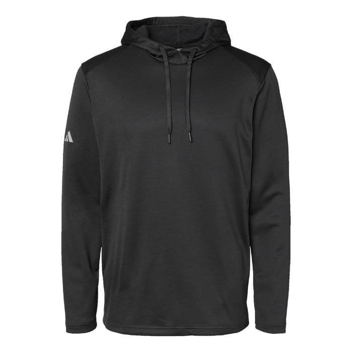 Front view of the Adidas Textured Mixed Media Hooded Sweatshirt - 