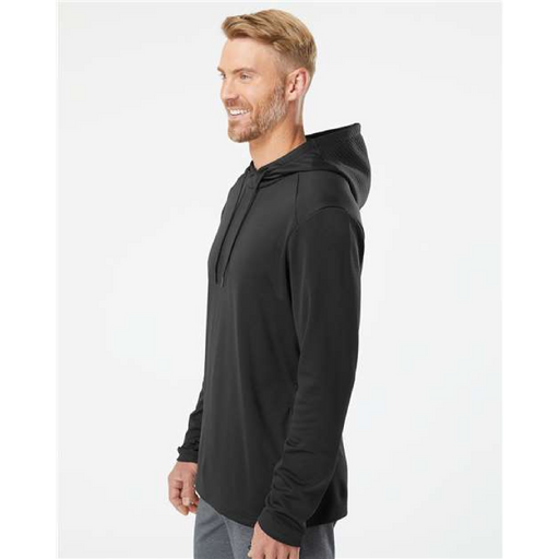 Adidas Textured Mixed Media Hooded Sweatshirt - 