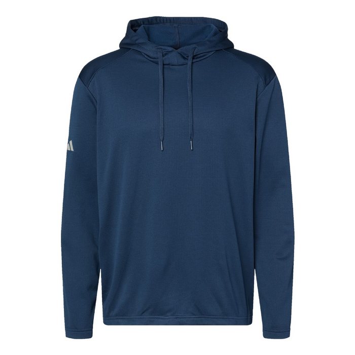 Front view of the Adidas Textured Mixed Media Hooded Sweatshirt - 