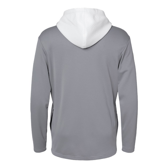 Rear view of the Adidas Textured Mixed Media Hooded Sweatshirt - 