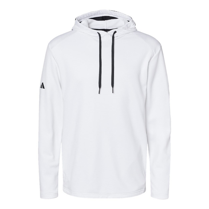 Front view of the Adidas Textured Mixed Media Hooded Sweatshirt - 