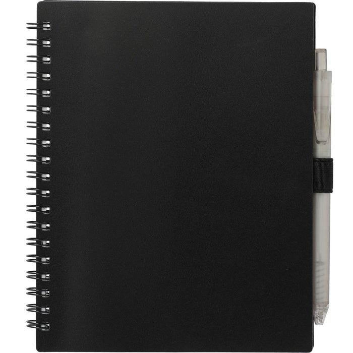 Front and Blank view of the 5.5” x 7” FSC Recycled Spiral Notebook w/ RPET Pe