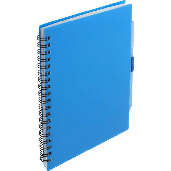 Angle-Right and Blank view of the 5.5” x 7” FSC Recycled Spiral Notebook w/ RPET Pe