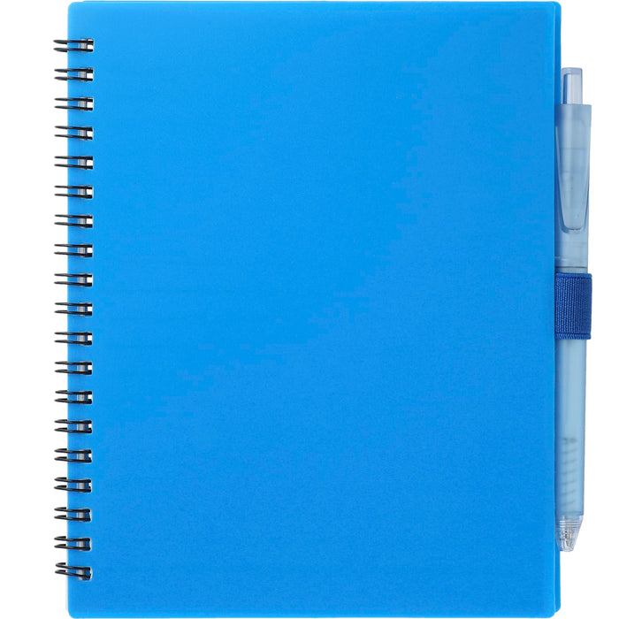 Front and Blank view of the 5.5” x 7” FSC Recycled Spiral Notebook w/ RPET Pe