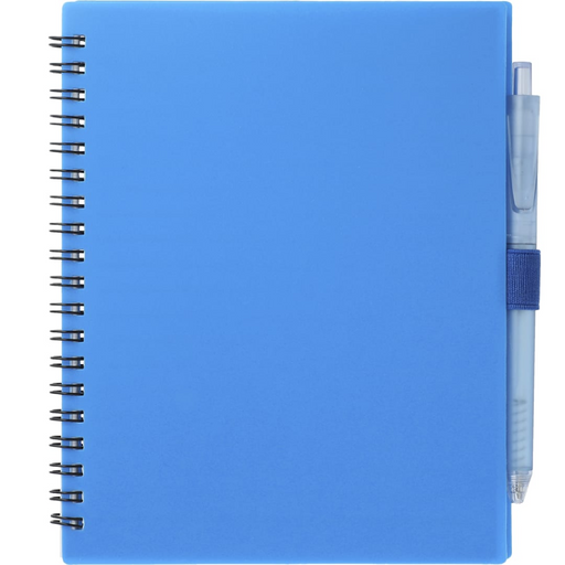 Front and Blank view of the 5.5” x 7” FSC Recycled Spiral Notebook w/ RPET Pe