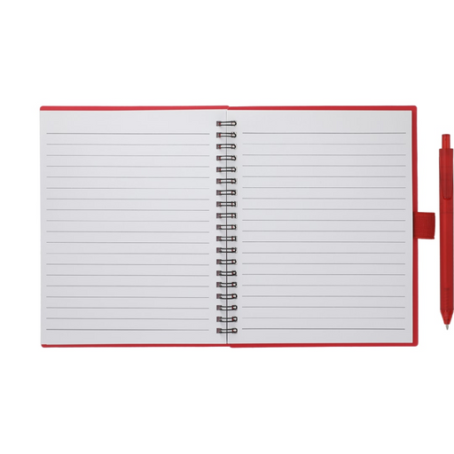 Front view of the 5.5” x 7” FSC Recycled Spiral Notebook w/ RPET Pe