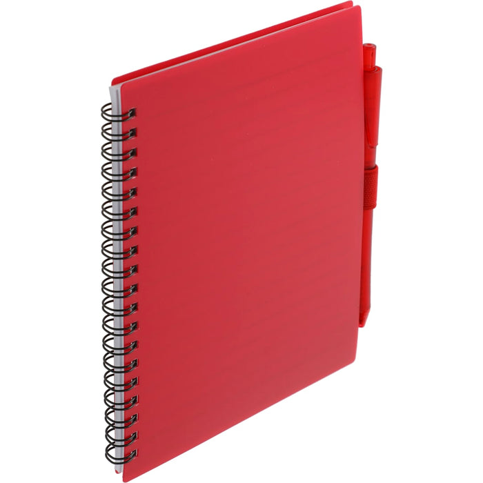 Angle-Right and Blank view of the 5.5” x 7” FSC Recycled Spiral Notebook w/ RPET Pe