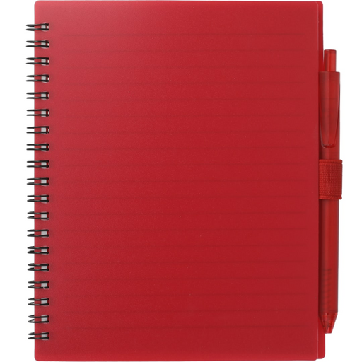 Front and Blank view of the 5.5” x 7” FSC Recycled Spiral Notebook w/ RPET Pe
