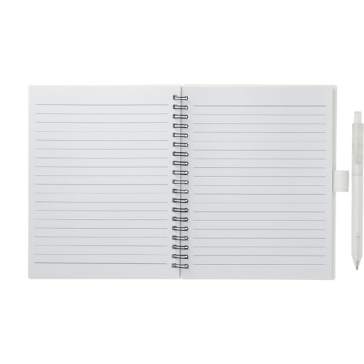 Front view of the 5.5” x 7” FSC Recycled Spiral Notebook w/ RPET Pe