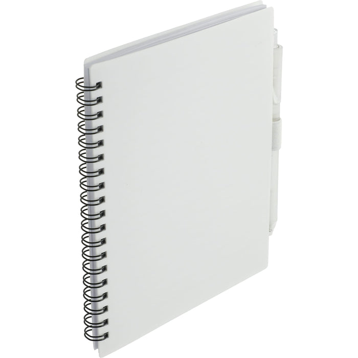 Angle-Right and Blank view of the 5.5” x 7” FSC Recycled Spiral Notebook w/ RPET Pe