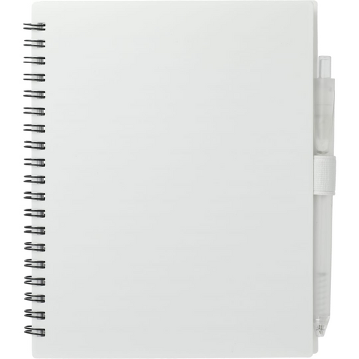 Front and Blank view of the 5.5” x 7” FSC Recycled Spiral Notebook w/ RPET Pe