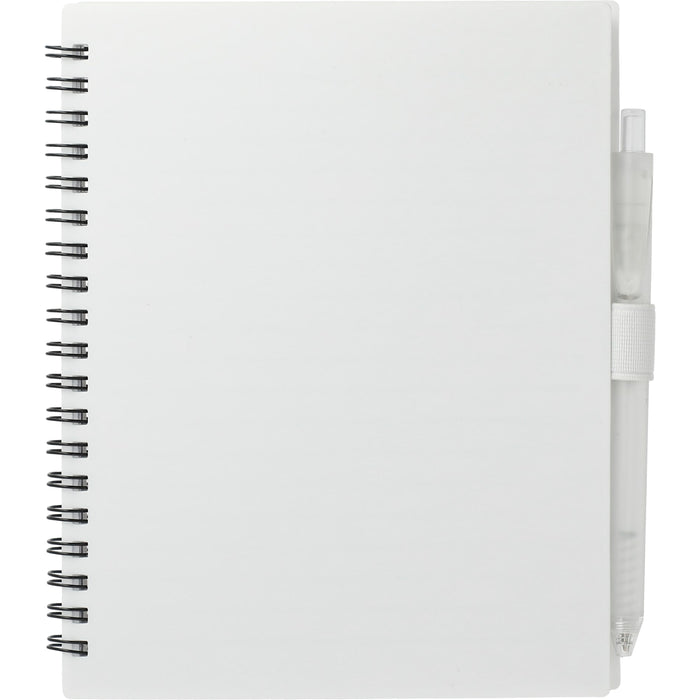 Front and Blank view of the 5.5” x 7” FSC Recycled Spiral Notebook w/ RPET Pe