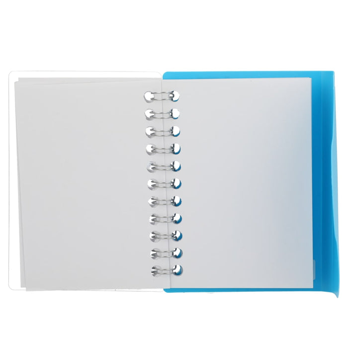 Front and Blank view of the 3.4” x 4.5” FSC® Recycled Post Spiral Notebook