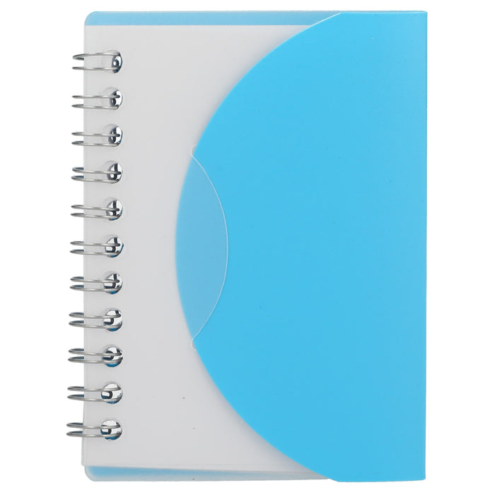 Front and Blank view of the 3.4” x 4.5” FSC® Recycled Post Spiral Notebook