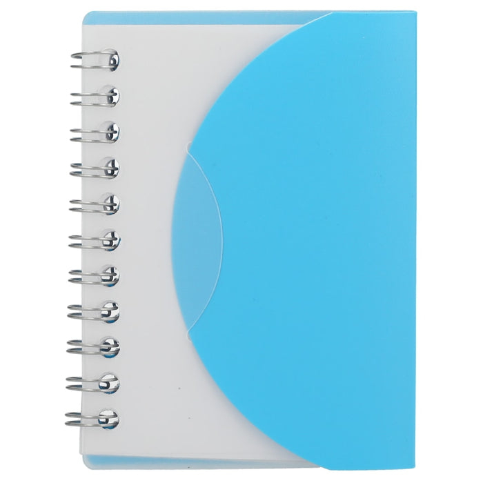 Front and Blank view of the 3.4” x 4.5” FSC® Recycled Post Spiral Notebook