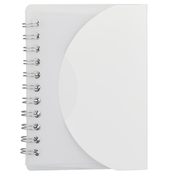 Front and Blank view of the 3.4” x 4.5” FSC® Recycled Post Spiral Notebook