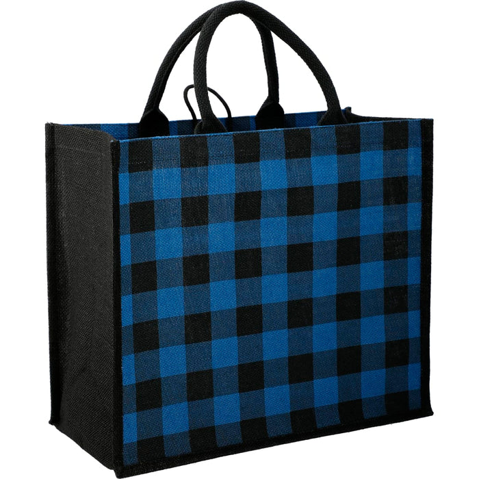 Angle-Right and Blank view of the Buffalo Plaid Printed Jute Tote