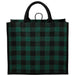 Front and Blank view of the Buffalo Plaid Printed Jute Tote