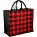 Angle-Right and Blank view of the Buffalo Plaid Printed Jute Tote