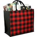 Angle-Right and Blank view of the Buffalo Plaid Printed Jute Tote