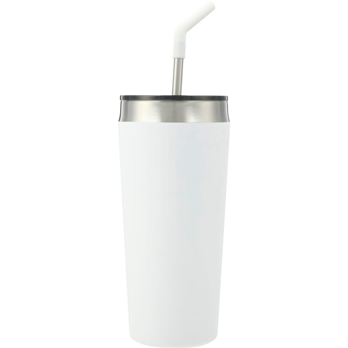 Back and Blank view of the Faye 20oz Vacuum Tumbler w/ SS Straw