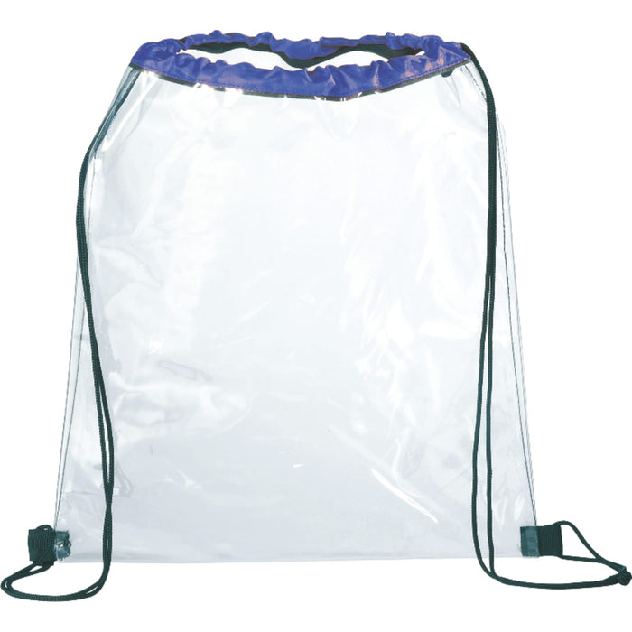 Front and Blank view of the Rally Clear Drawstring Bag