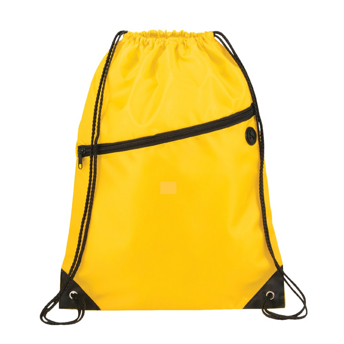 Front and Blank view of the Robin Drawstring Bag