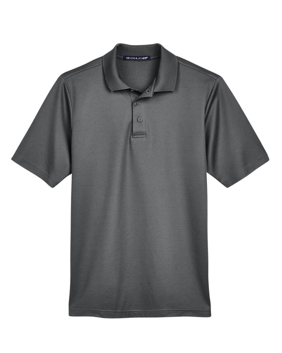 Front and Blank view of the CrownLux Performance™ Men's Plaited Polo