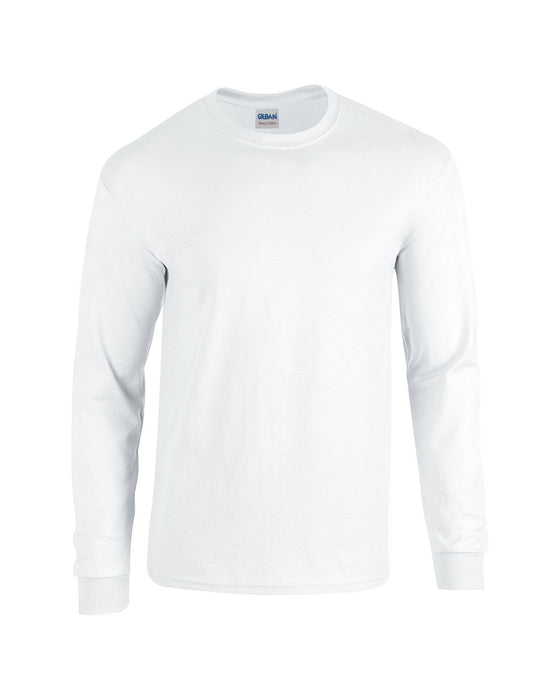 Front and Blank view of the Gildan Adult Heavy Cotton™ Long-Sleeve T-Shirt