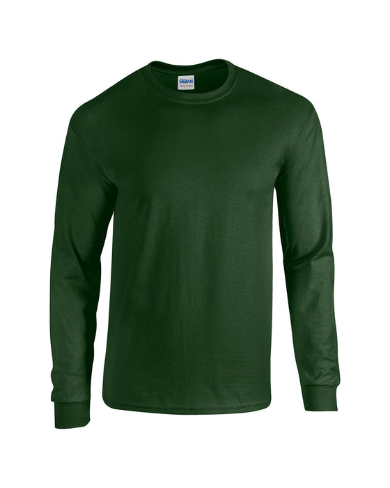 Front and Blank view of the Gildan Adult Heavy Cotton™ Long-Sleeve T-Shirt
