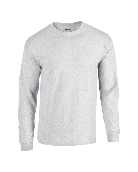 Front and Blank view of the Gildan Adult Heavy Cotton™ Long-Sleeve T-Shirt